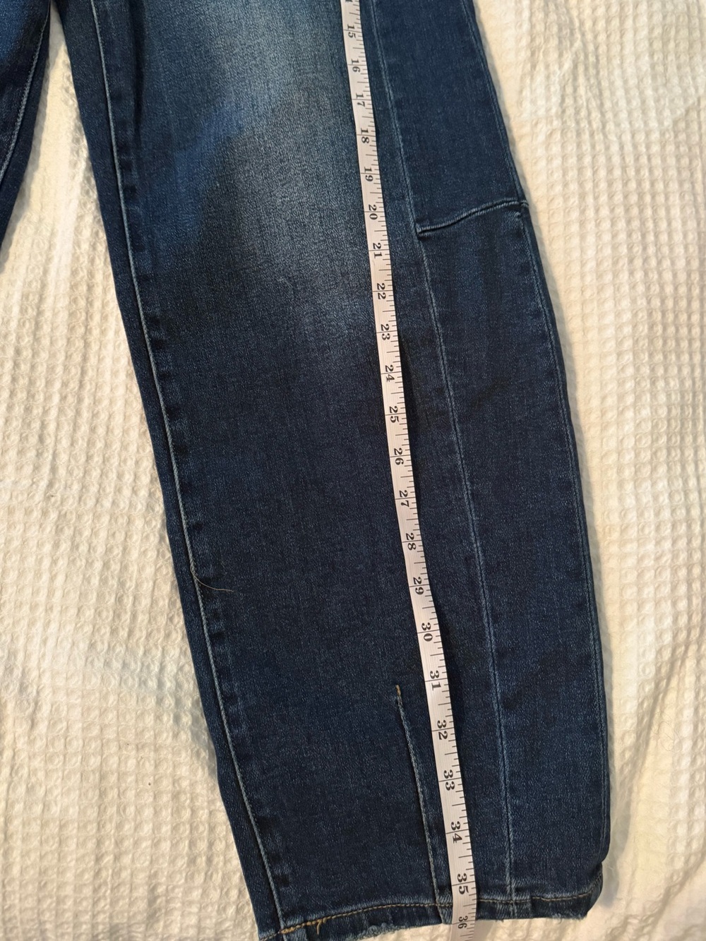 Risen, barrel, whiskered, High-Rise Wide Leg Jeans — Dark Blue Wash - Picture 5 of 8
